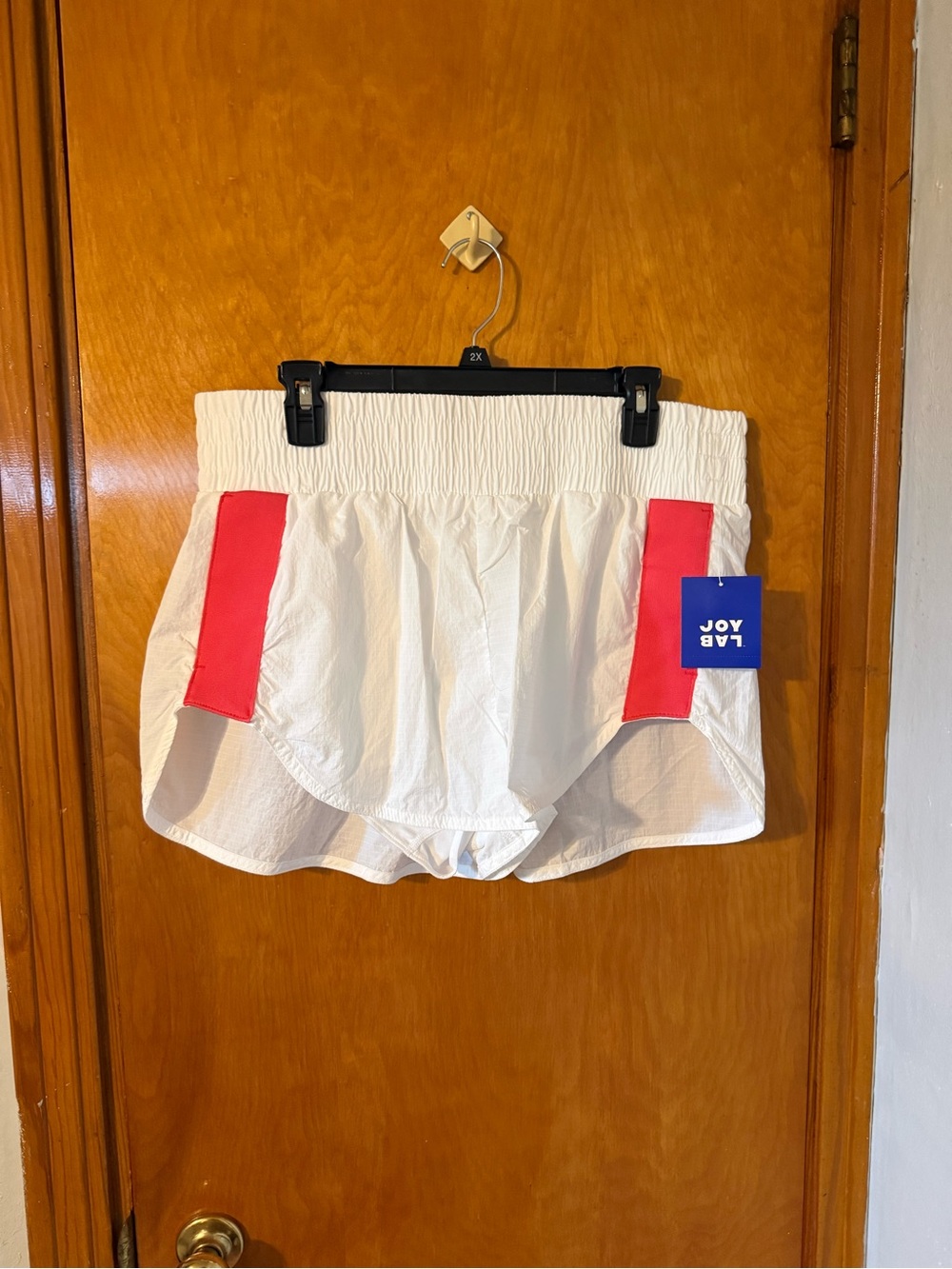 JoyLab White Athletic Shorts with Coral-Pink Side Panels